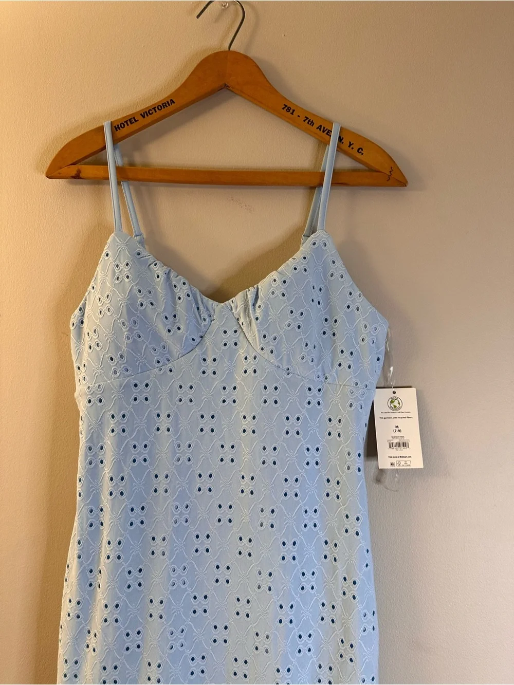 No Boundaries Light Blue Eyelet Mini Dress